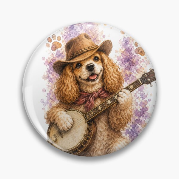 Item preview, Spaniel Dog Playing Banjo Country designed and sold by FurryNotes.