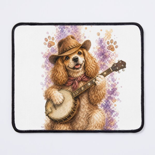 Item preview, Spaniel Dog Playing Banjo Country designed and sold by FurryNotes.