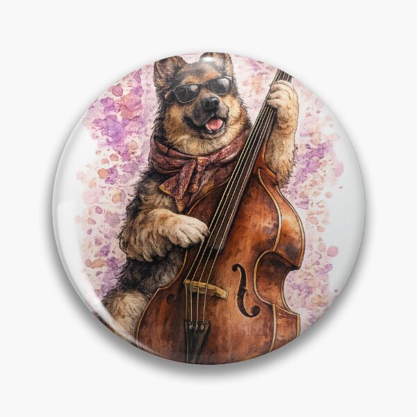 Item preview, Barkthoven Watercolor German Shepherd Playing Double Bass designed and sold by FurryNotes.