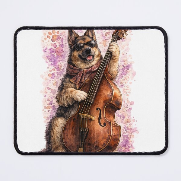 Item preview, Barkthoven Watercolor German Shepherd Playing Double Bass designed and sold by FurryNotes.
