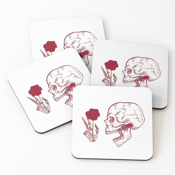 Item preview, Gothic Skull Holding Red Rose Dark Romance Tattoo Sketch Art designed and sold by vibecraft_studio2.