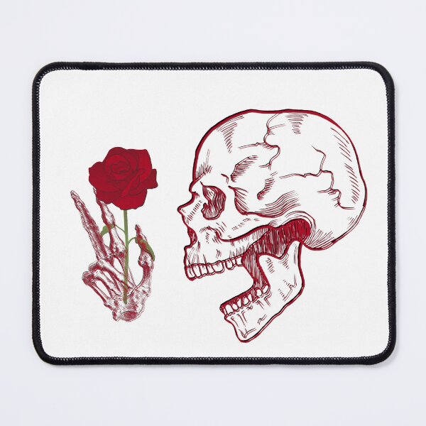 Item preview, Gothic Skull Holding Red Rose Dark Romance Tattoo Sketch Art designed and sold by vibecraft_studio2.