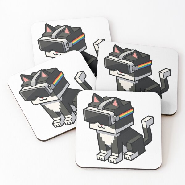 Item preview, Pixel Cat VR – Cute Retro Gamer Kitty with Rainbow Headset designed and sold by Fangtasia77.