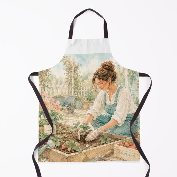 Item preview, Watercolour Woman Gardening in a Cottage Garden designed and sold by Creative Nook.