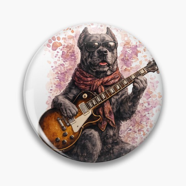 Item preview, Watercolor Cane Corso Dog Playing Guitar Rock designed and sold by FurryNotes.