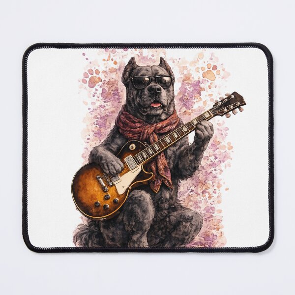 Item preview, Watercolor Cane Corso Dog Playing Guitar Rock designed and sold by FurryNotes.