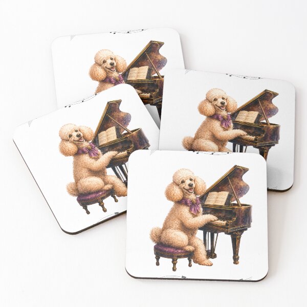 Item preview, Watercolor Poodle Dog Playing Grand Piano Music designed and sold by FurryNotes.