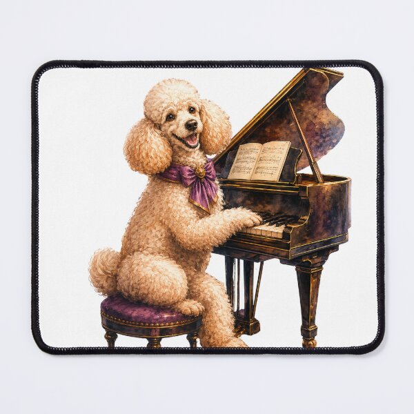 Item preview, Watercolor Poodle Dog Playing Grand Piano Music designed and sold by FurryNotes.