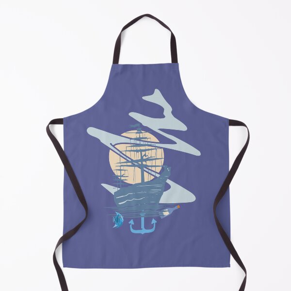 Item preview, Pastel Sailing Ship with Anchor & Massage Bottle - Calm Ocean Nautical Art. designed and sold by LunaPrintCo.