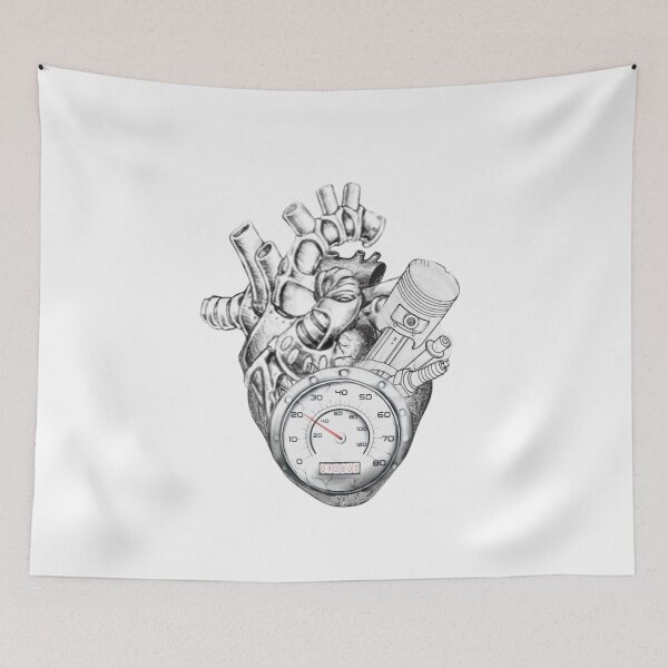 Item preview, Biomechanical Engine Heart - Piston and Speedometer Tattoo Art designed and sold by gokhanuzen.