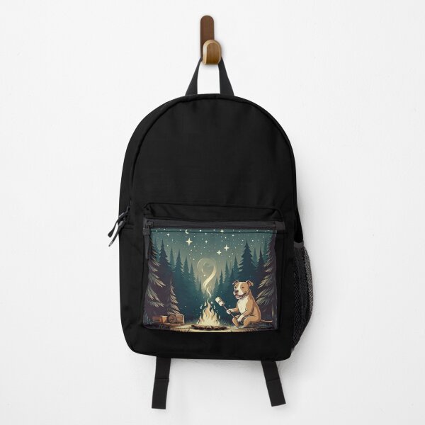 Item preview, Camping Pitbull Dog – Cozy Night by the Fire designed and sold by Dogandesighn.