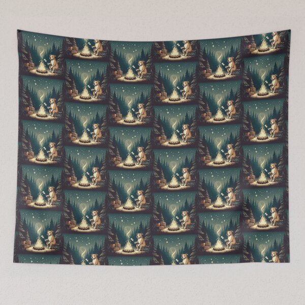 Item preview, Camping Pitbull Dog – Cozy Night by the Fire designed and sold by Dogandesighn.