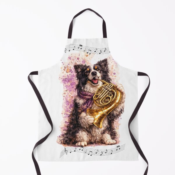 Item preview, Watercolor Border Collie Dog Playing Brass Instrument designed and sold by FurryNotes.