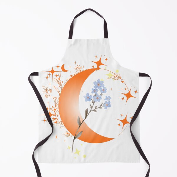 Item preview, Celestial Orange Crescent Moon and Blue Wildflowers Mystic Astrology designed and sold by vibecraft_studio2.