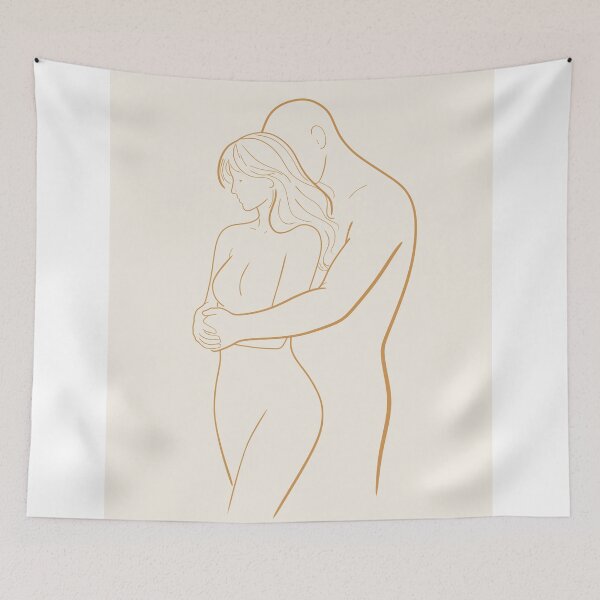 Item preview, Minimalist Couple Embrace Line Art  designed and sold by Studio pod Burom.