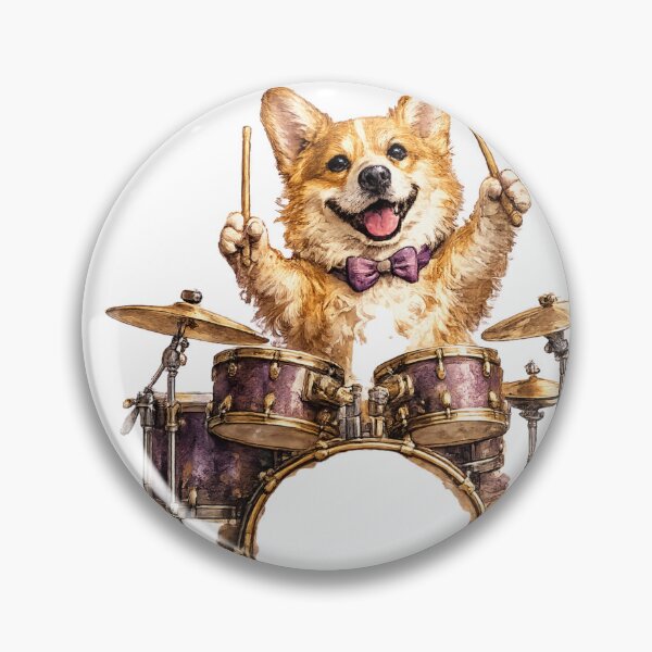 Item preview, Watercolor Corgi Dog Playing Drums Music designed and sold by FurryNotes.