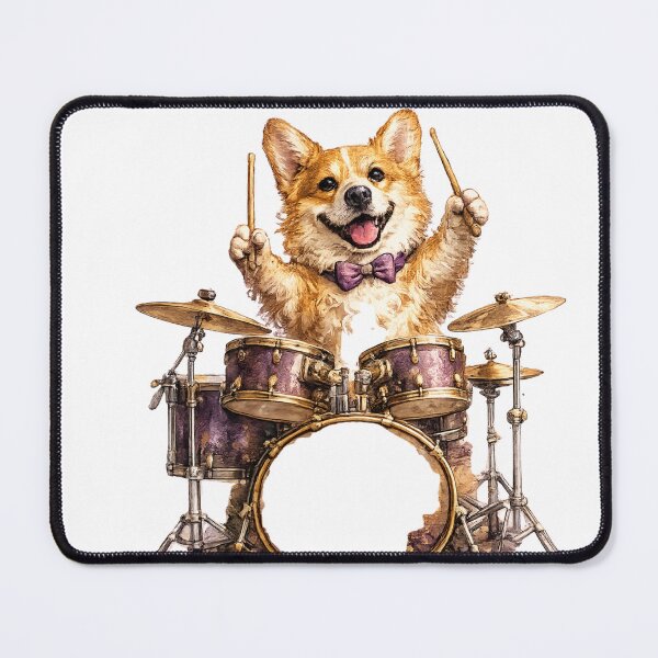 Item preview, Watercolor Corgi Dog Playing Drums Music designed and sold by FurryNotes.