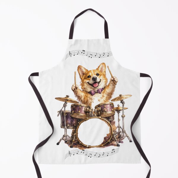 Item preview, Watercolor Corgi Dog Playing Drums Music designed and sold by FurryNotes.