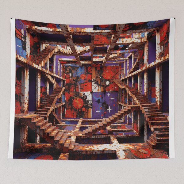 Item preview, cosmic noise labyrinth rust corrosion colorful geometric abstract design designed and sold by SmashingDeals.