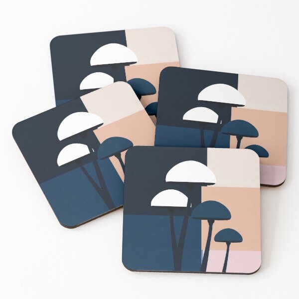Item preview, Minimalist mushrooms on blue designed and sold by uunaa.