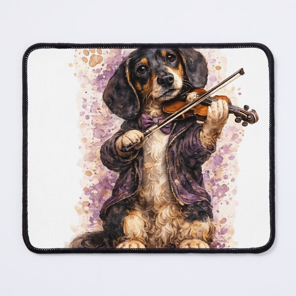Item preview, Watercolor Dachshund Dog Playing Violin Music designed and sold by FurryNotes.