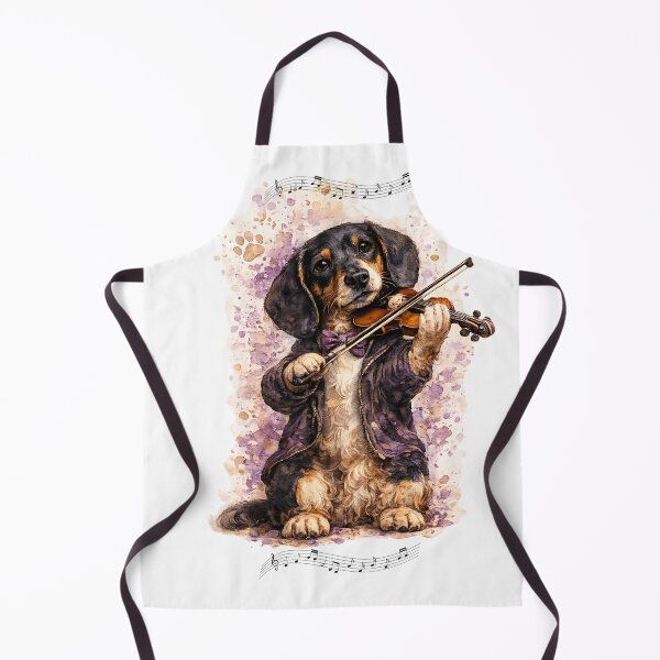 Item preview, Watercolor Dachshund Dog Playing Violin Music designed and sold by FurryNotes.