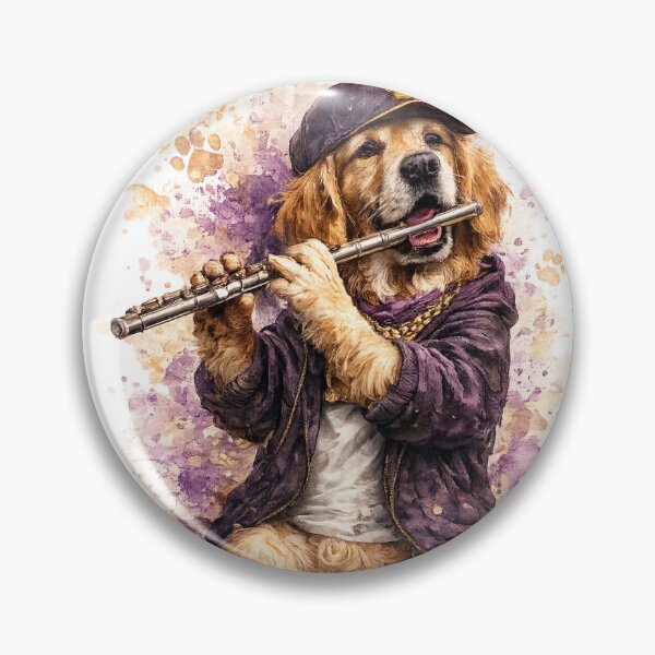 Item preview, Watercolor Golden Retriever Dog Playing Flute Music designed and sold by FurryNotes.