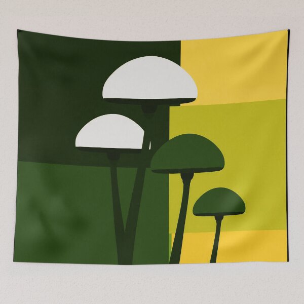 Item preview,  Minimalist mushrooms on geen designed and sold by uunaa.