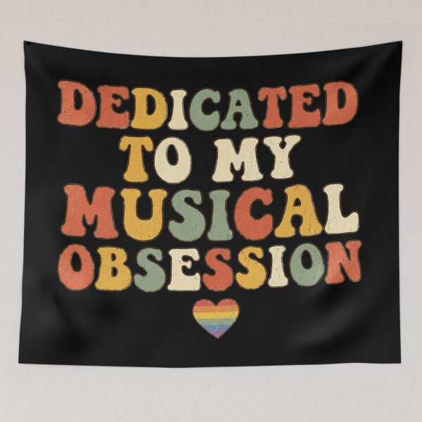 Item preview, Dedicated to My Musical Obsession – Bold Retro Typography with Rainbow Heart designed and sold by Fangtasia77.