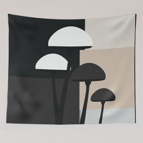 Item preview, Minimalist mushrooms on black designed and sold by uunaa.