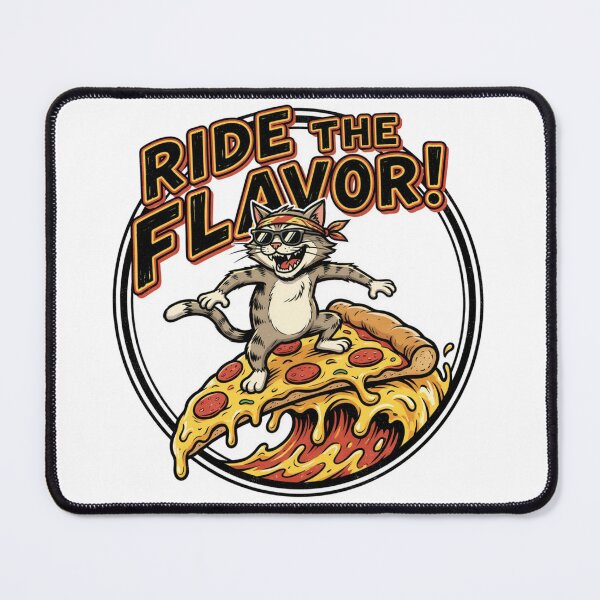 Item preview, Ride The Flavor Funny Surfing Pizza Cat designed and sold by puzzell.