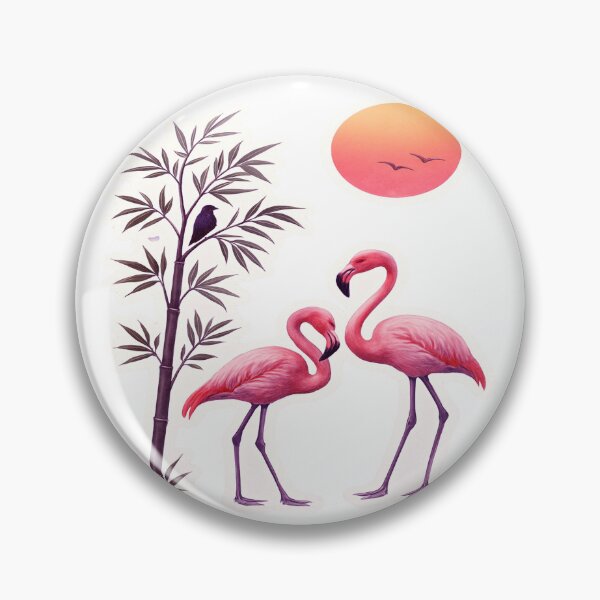 Item preview, Watercolor Flamingos Bamboo Sunset Removable Wall Sticker Design designed and sold by ARTCREATESHOP.