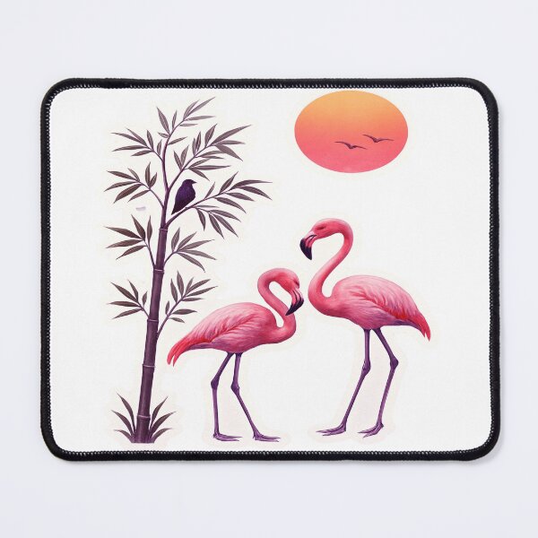 Item preview, Watercolor Flamingos Bamboo Sunset Removable Wall Sticker Design designed and sold by ARTCREATESHOP.