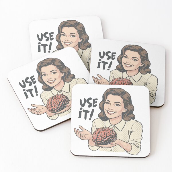 Item preview, Use It Funny Vintage Pop Art Woman Holding Brain Sarcastic Retro designed and sold by rediscoveredapp.