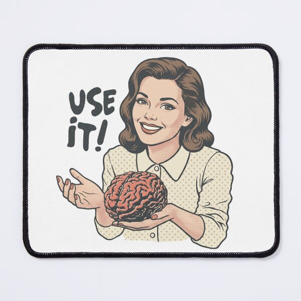 Item preview, Use It Funny Vintage Pop Art Woman Holding Brain Sarcastic Retro designed and sold by rediscoveredapp.