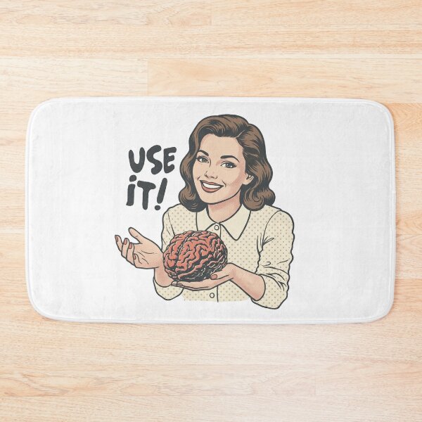Item preview, Use It Funny Vintage Pop Art Woman Holding Brain Sarcastic Retro designed and sold by rediscoveredapp.