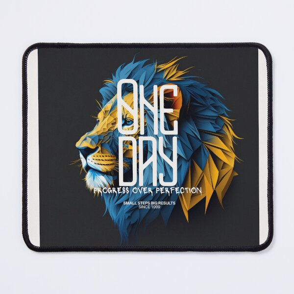 Item preview, One Day – Progress Over Perfection | Geometric Lion Motivation designed and sold by RushVibeWear.