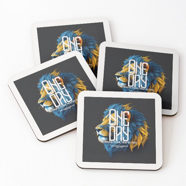 Item preview, One Day – Progress Over Perfection | Geometric Lion Motivation designed and sold by RushVibeWear.