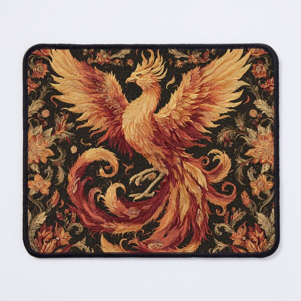 Item preview, Golden Phoenix Floral Art Print – Mythical Firebird Vintage Wall Decor designed and sold by GrinGalore.