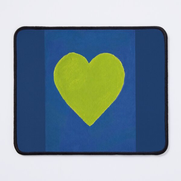 Item preview, Lime Green Heart Blue Background Painting designed and sold by ArtbyAudrey412.