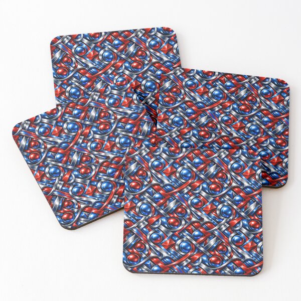 Item preview, Futuristic Metallic Flow – Blue & Red Seamless Pattern designed and sold by RBBHovi.