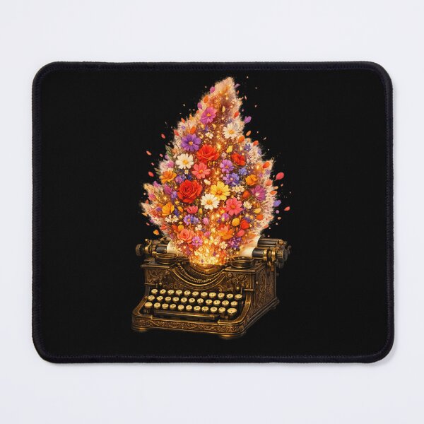 Item preview, Floral Typewriter — Vintage Gold Typewriter Flower Explosion Art designed and sold by ArtoryWorks.