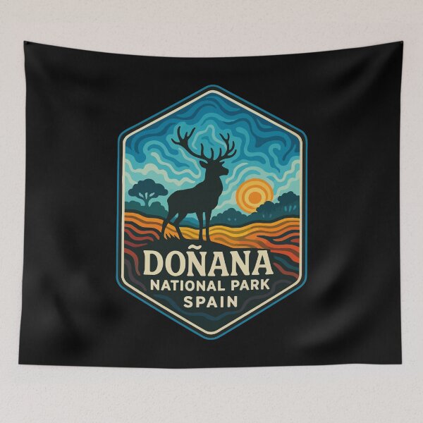 Item preview, Donana National Park Spain Deer Retro Travel designed and sold by TomFrontierArt.