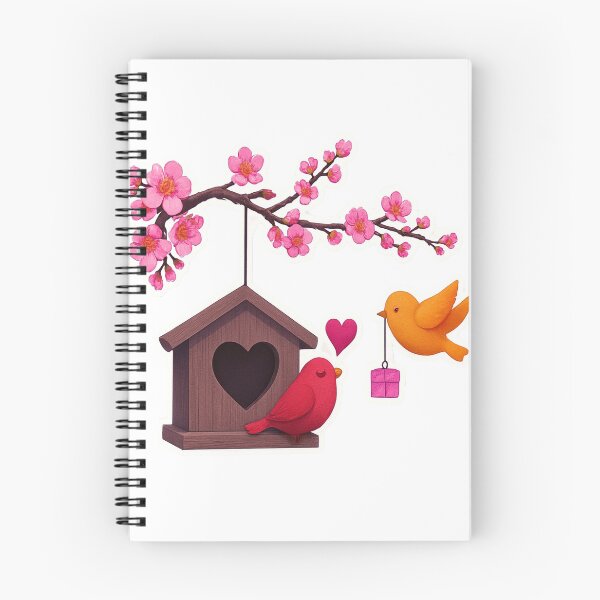 Item preview, Spring Blossom Birdhouse with Red and Yellow Birds Decorative Removable Vinyl Wall Decal designed and sold by ARTCREATESHOP.