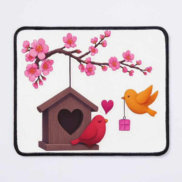 Item preview, Spring Blossom Birdhouse with Red and Yellow Birds Decorative Removable Vinyl Wall Decal designed and sold by ARTCREATESHOP.