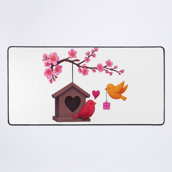 Item preview, Spring Blossom Birdhouse with Red and Yellow Birds Decorative Removable Vinyl Wall Decal designed and sold by ARTCREATESHOP.
