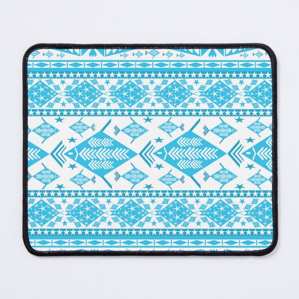 Item preview, Blue Geometric Fish Tribal Seamless Pattern, Ethnic Ocean Motif Background, Abstract Marine Folk Art Textile Design designed and sold by Ei-Ei.
