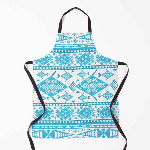 Item preview, Blue Geometric Fish Tribal Seamless Pattern, Ethnic Ocean Motif Background, Abstract Marine Folk Art Textile Design designed and sold by EiArtist.