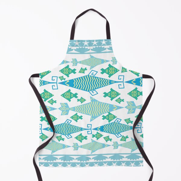 Item preview, Blue Tribal Fish Seamless Pattern with Ethnic Geometric Border Decorative Background designed and sold by Ei-Ei.