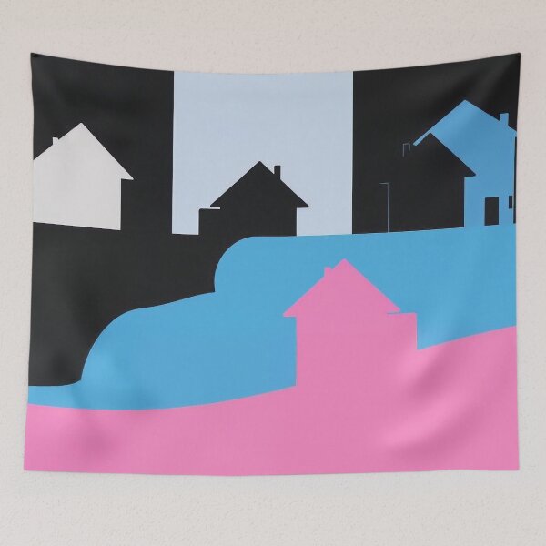 Item preview, Minimalist village in pink designed and sold by uunaa.
